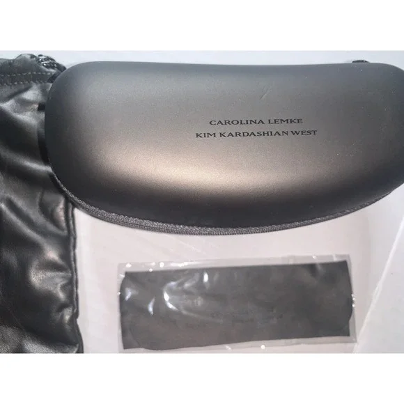 Carolina Lemke X Kim Kardashian West Black Shield Sunglasses - Picture 4 of 7